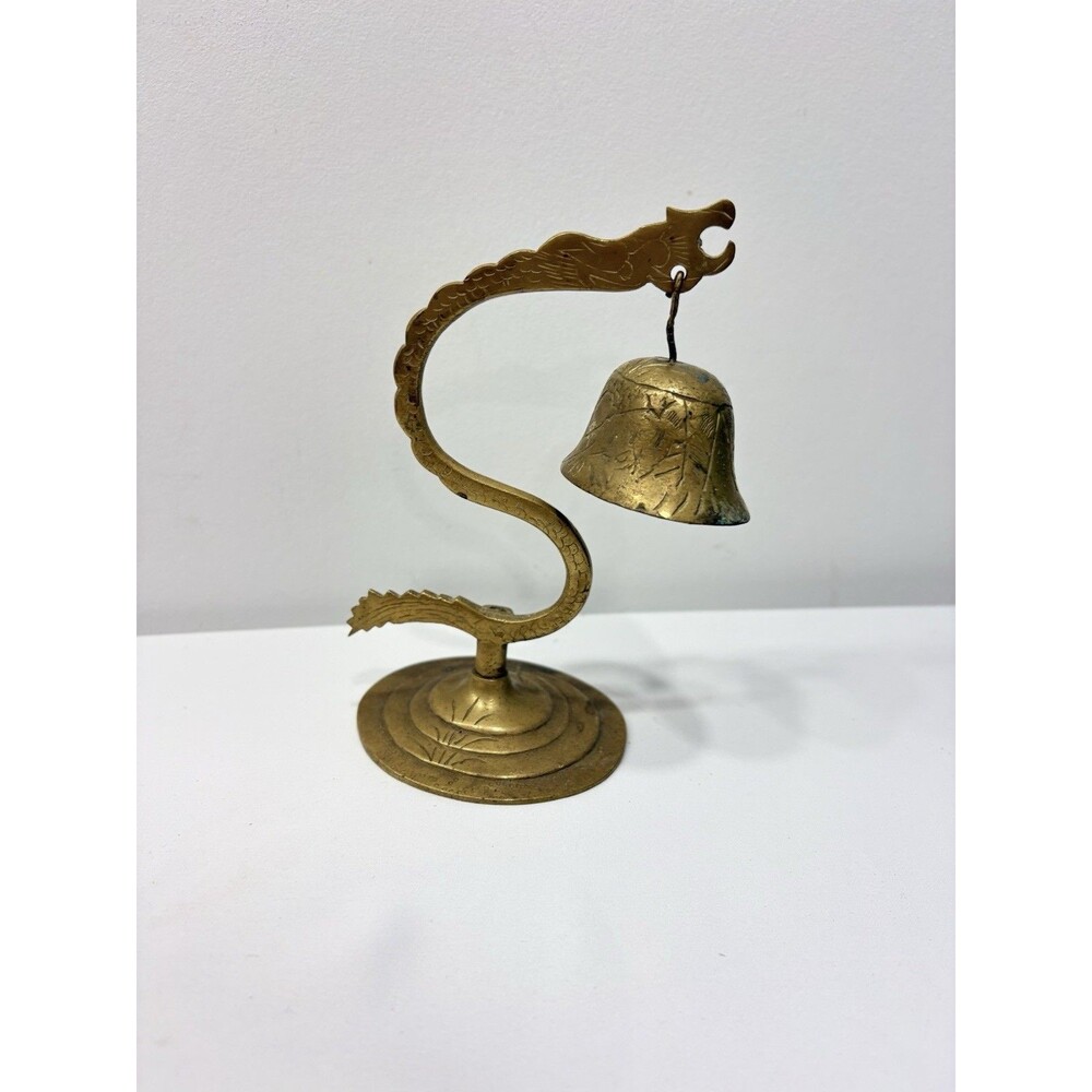 Vintage Chinese Asian Brass Dragon Dinner/Meditation Bell NO Striker Hammer